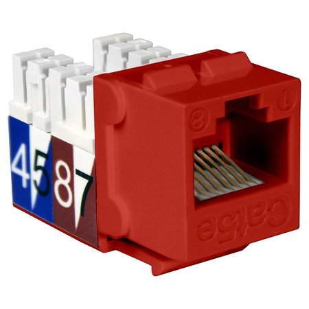 QUEST TECHNOLOGY INTERNATIONAL Cat5E Slim-Style 90 Degree Keystone Jacks, 8P8C - Red NKJ-5503